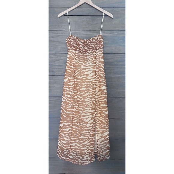 Camila‎ Coelho Bailee Midi Dress in Brown Zebra Revolve Size Small NWT - Picture 3 of 6